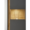Vitrine 197x50 cm Eiche Anthrazit 3-türig BOSTON + Beleuchtung