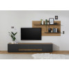 Wohnwand 300 cm Eiche Anthrazit 2-teilig Nr 15 BOSTON + Beleuchtung