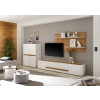 Wohnwand 360 cm Eiche Weiss 3-teilig Nr 16 BOSTON + Beleuchtung
