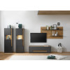 Wohnwand 340 cm Eiche Anthrazit 4-teilig Nr 18 BOSTON + Beleuchtung