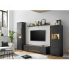 Wohnwand 310 cm Eiche Anthrazit 4-teilig Nr 19 BOSTON + Beleuchtung