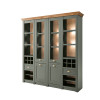 Buffetschrank 194x207 cm 4-türig mit Flascheneinteilungen Grün + Eiche CASTLE + Beleuchtung