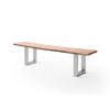 CALVERA Bank 200x40 Akazie natur lackiert inkl U-Form Edelstahlgestell