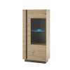 Vitrine mit 1 Holz-Glastür 72 cm breit aus Eiche Graphit CORATO, Freisteller seitlich