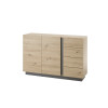 Sideboard 2-türig 138x91 cm + 4x Schubkästen Eiche Graphit CORATO