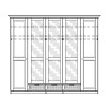 Drehtürenschrank 5-türig mit Spiegel Breite 262 cm weiß grau Pinie teilmassiv Locarno