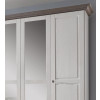 Drehtürenschrank 5-türig mit Spiegel Breite 262 cm weiß grau Pinie teilmassiv Locarno