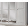Drehtürenschrank 5-türig mit Spiegel Breite 262 cm weiß grau Pinie teilmassiv Locarno
