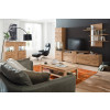TV-Lowboard Eiche bianco 210 cm teilmassiv mit 2 Türen und 2 Schubladen Santa Fe, Ansicht im Wohnzimmer