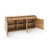 Sideboard 180 cm 3 türig Eiche Bianco teilmassiv Santa Fe, mit geöffneten Türen