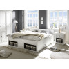 Funktionsbett 180x200 cm weiß Pinie mit 2x Bettschubladen WALES
